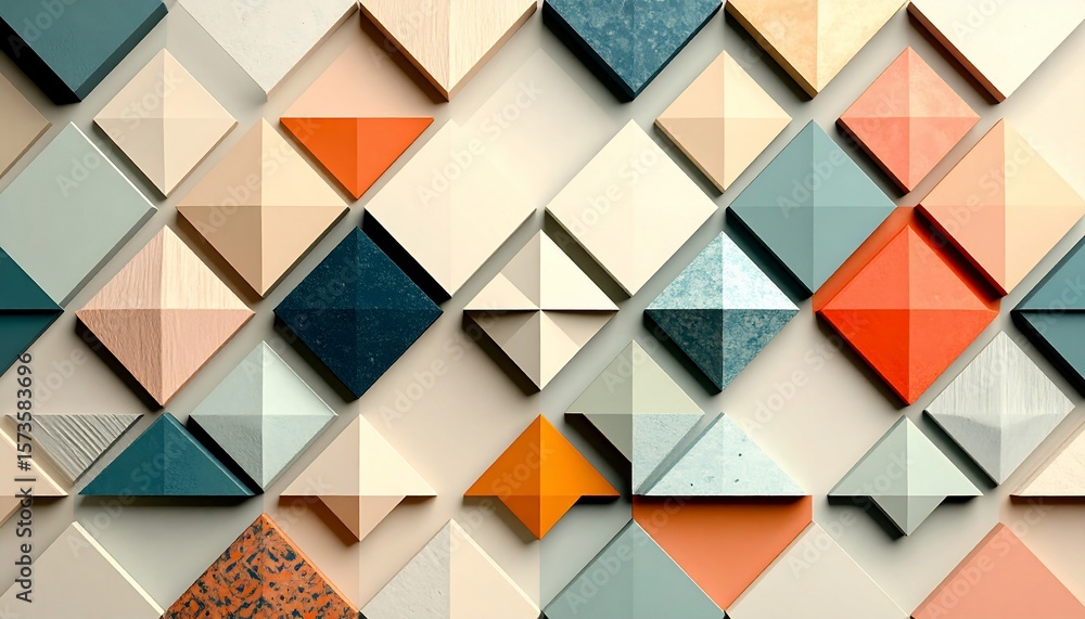 Poster abstract geometric shapes pattern: a playful composition of colors and textures