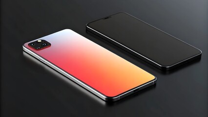 Modern smartphone with gradient back and dark screen on black background