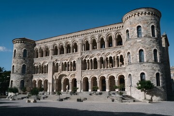 Naklejka premium Ancient Stone Building with Arches.
