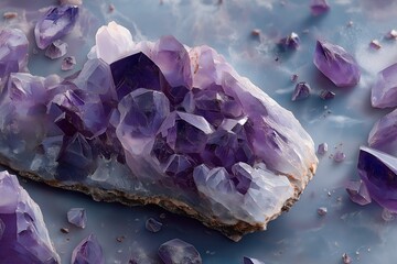 Amethyst Crystal Geode. Nature's Multi-Faceted Gemstone Treasure in Purple Hues and Spiritual Healing