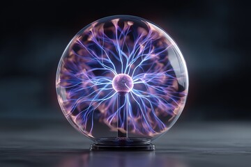 Plasma Globe Electricity. Futuristic Science Experiments and Visual Effects Photography