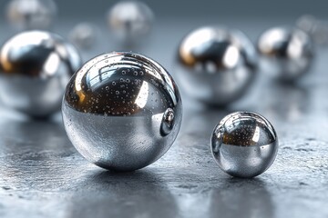Shiny Metallic Spheres. An Eye-Catching 3D Abstract Background with Reflections and Smooth Texture
