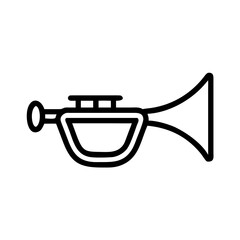 A simple illustration of a musical instrument trumpet with bold black outline. Clean, modern design, perfect for adding a touch of elegance to any project.