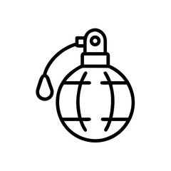 A symbolic monochrome icon captures a grenade.