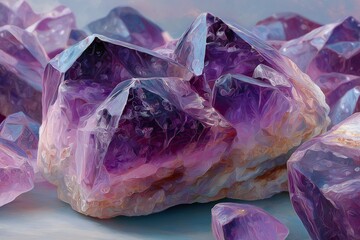 Amethyst Crystal Geode. Decorative Natural Purple Gemstone with Metaphysical Healing Powers and Geological Beauty