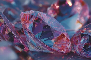 Pink Diamond Gemstone. Elegant & Vibrant Jewelry Reflections in Macro Photography