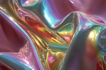Luxurious Iridescent Metallic Holographic Background Vibrant Digital Art Textured Wallpaper