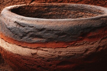 Ancient Clay Ceramics. Handcrafted Pottery Art with Woven Patterns and Earthy Colors for Rustic Home Decor and Cultural Heritage Appreciation
