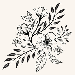 Fototapeta premium Elegant floral line art design