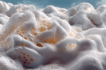 Effervescent Foam and Bubbles Close-Up. Natural Texture Background for Soapy Liquid Refreshment