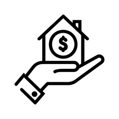 Hand Holding House silhouette, Vector Design