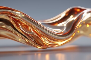 Elegant Flowing Liquid Art With Golden Curves. A Modern Minimalistic Design