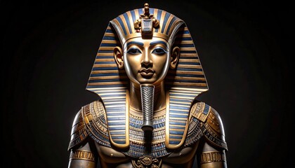 Golden pharaoh bust close-up