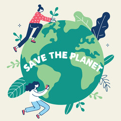 Fototapeta premium Save the planet flat vector