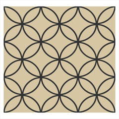 Fototapeta premium Seamless geometric pattern of interlocking circles on a textured beige background
