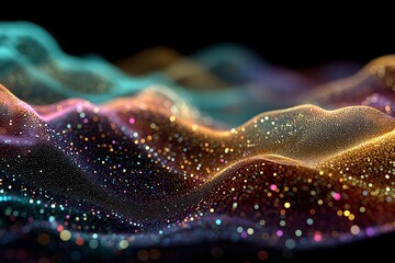 Vibrant Abstract Texture. Shimmering Waves of Colorful Lights and Patterns