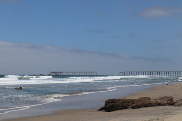 Broken beach boardwalk at playa de rosarito in Rosarito Mexico