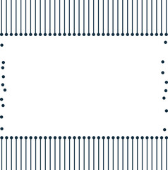 The frame is made of vertical sticks with rounded tips at the top and bottom of the canvas. On the sides of the image, the space is limited by floating dots.