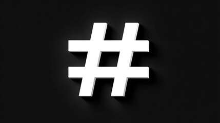 Obraz premium White hashtag symbol casting a shadow on a dark gray background, simple and modern