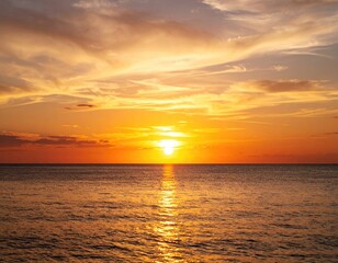 Fototapeta premium Golden sunset over calm ocean