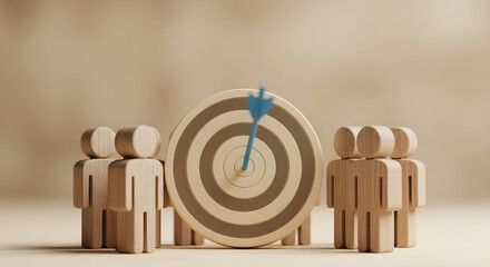 Target with Arrow and Group of People Figures