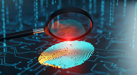Fingerprint Scan with Magnifier on Circuit Board