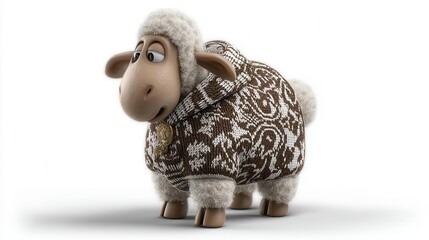 Cartoon sheep in sweater illustration
