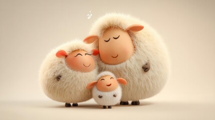 Cartoon sheep family group