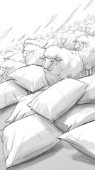 Sheep and pillows illustration