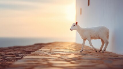 Lamb outdoors golden hour