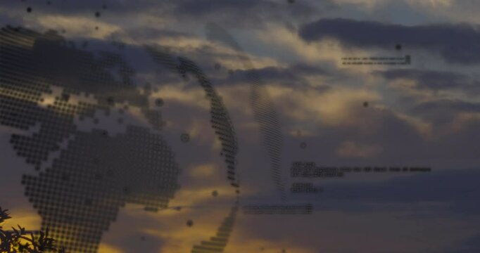 On animation start digital globe rotating while data overlays fading showing global distribution