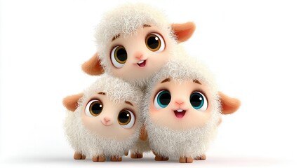 Cartoon sheep trio