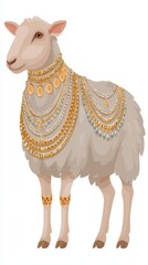 Sheep with golden jewelry illustration