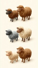 Four cartoon sheep illustration