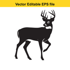 Fototapeta premium Majestic Whitetail Deer Silhouette A Striking Black and White Depiction of Wildlife in Simple Form Embodying Elegance and Power
