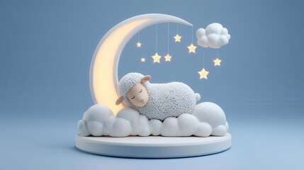 Sleeping sheep figurine decorated background