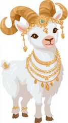 Ornate white goat illustration