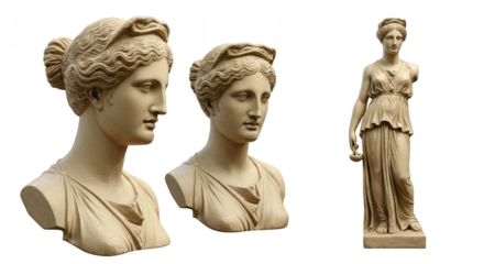 Isolated Png of Classical Marble Statue Sculptures Art in Transparency