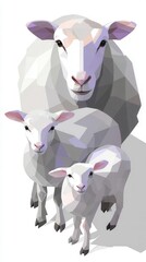 Three sheep low poly illustration