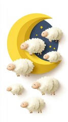Sleeping sheep moon illustration