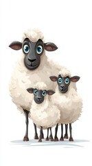 Sheep family cartoon illustration
