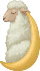 Sheep sleeping under the moon illustration
