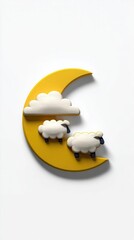 Sheep on a crescent moon illustration