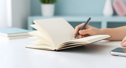 Person Writing in Notebook at Desk Productivity and Planning