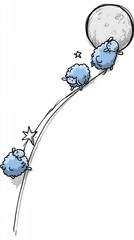 Sheep climbing path cartoon illustration