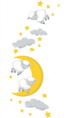 Sleeping sheep dreaming in the night sky