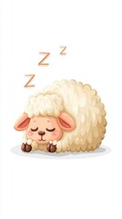 Cute sleeping sheep illustration