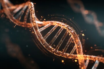 Stunning Abstract Representation of DNA Helix with Glowing Elements