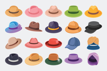 Collection of diverse hats and headwear in various styles and colors