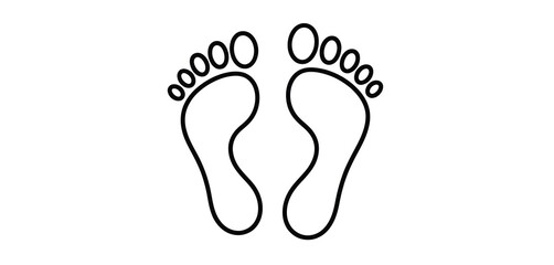 Simple black outline of human footprints facing forward on white background